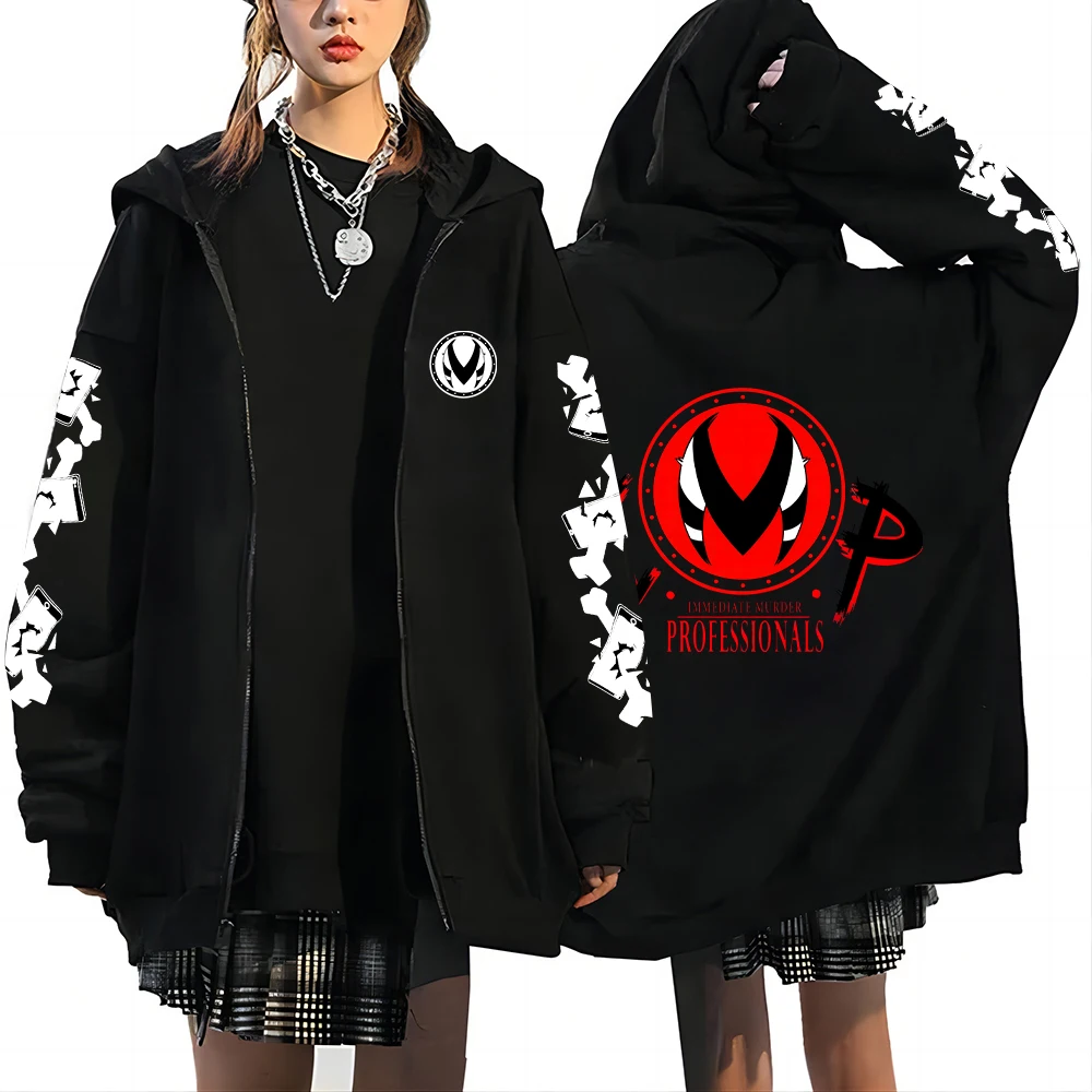 Helluva Boss Hooded Zipper Shirt Y2k Aesthetic Anime Unisex Loose Sweatshirt Hip Hop Street Style Large Tops Spring And Autumn