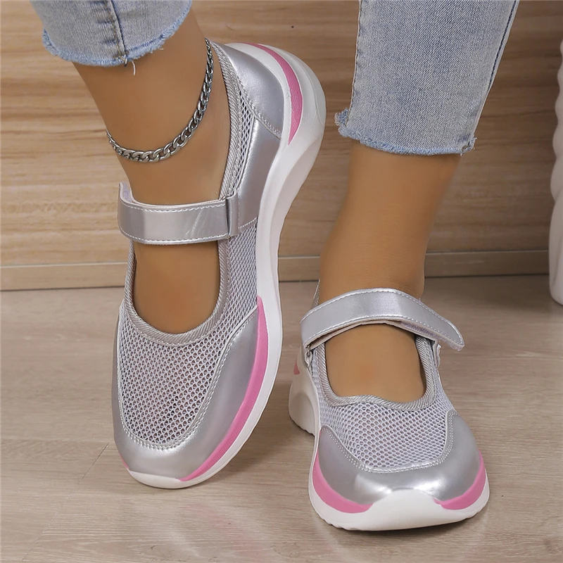 Lässige weibliche Turnschuhe Frauen vulkan isierte Schuhe 2024 Sommer trends atmungsaktive Mesh-Plattform Keil Slipper Sport laufschuhe