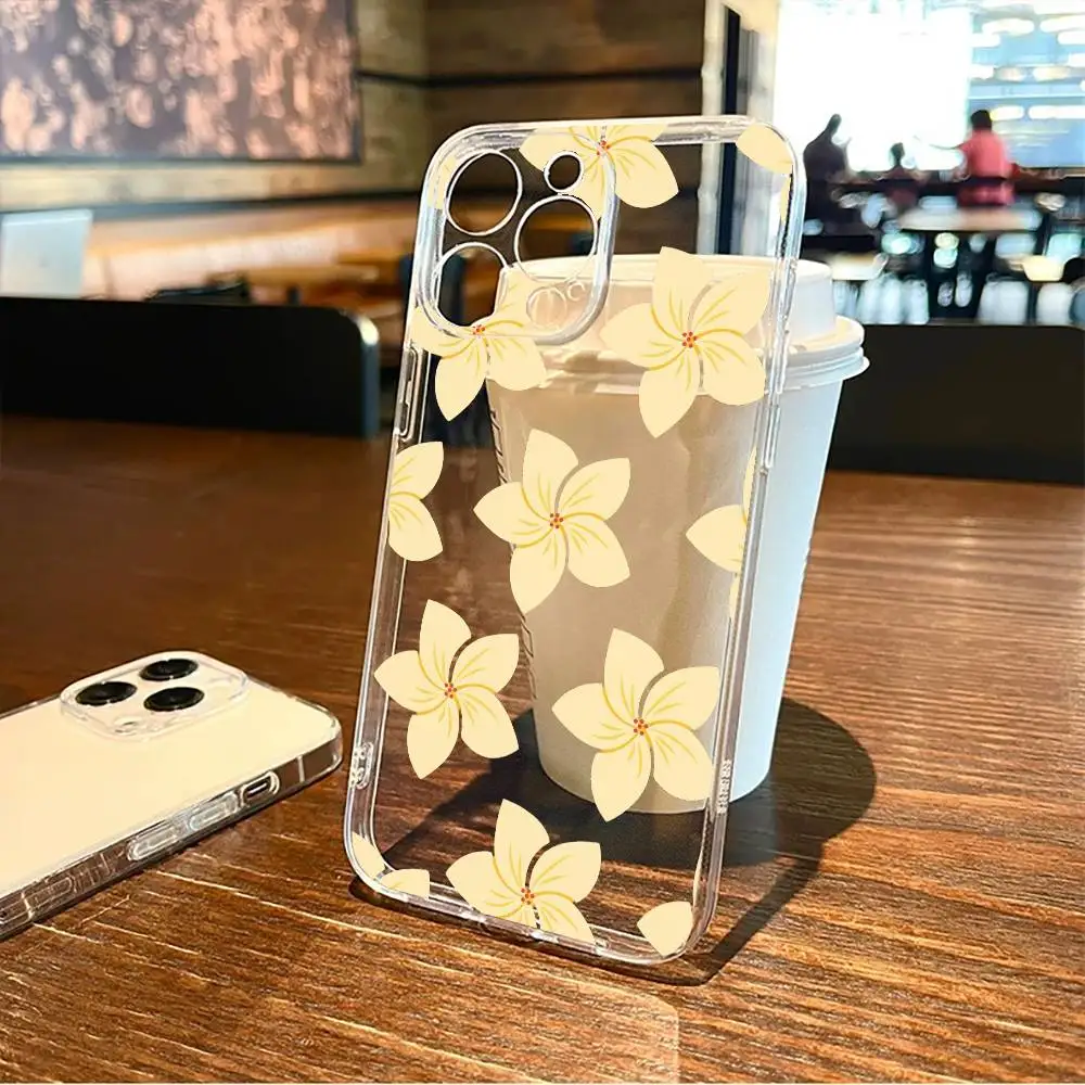 هاواي الأصفر الكركديه جراب هاتف آيفون 17,16,15,14,13,12,11 زائد ، برو ماكس ، غطاء سيليكون ناعم شفاف #4