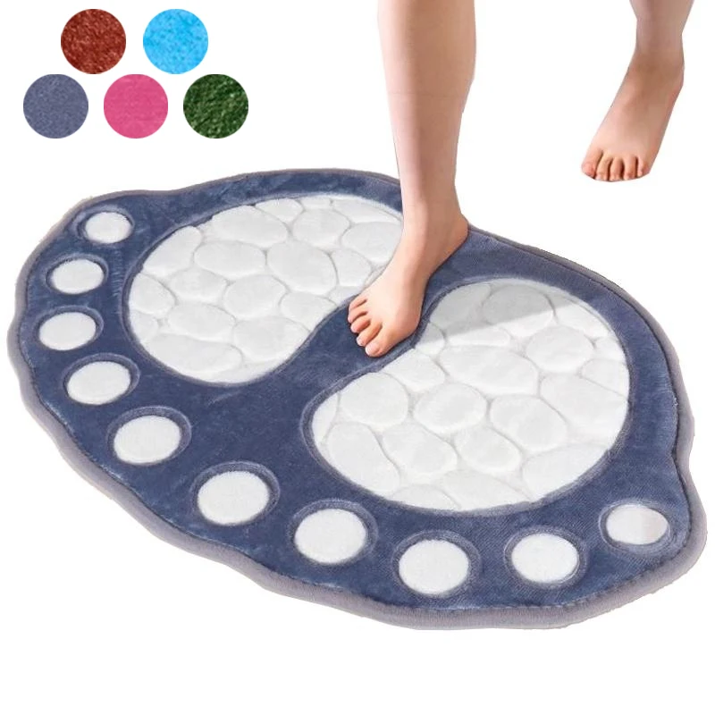 

Bathroom Rugs Mats Super Absorbent Non-slip Bath Rugs Washable Cobblestone Bath Carpet Cute Foot Shaped Memory Foam Area Rug