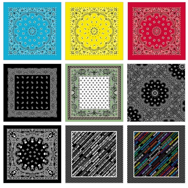 58x58cm Square Ice Silk Bandana Scarves Hip Hop Men Women Paisley Headscarf Head Scarves Neck Ties Cycling Face Masks Headwear