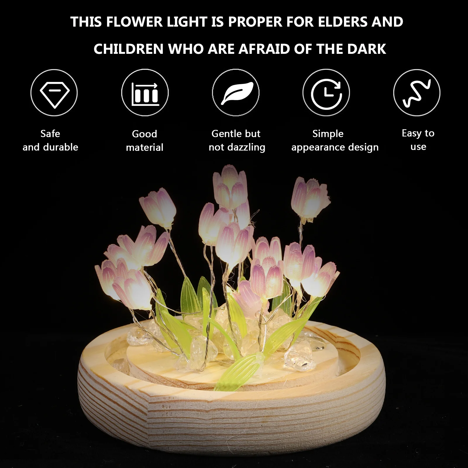 

Tulip Night Lamp DIY Flower Lamps For Bedrooms Flower Lamps for Bedrooms Warm Atmosphere bedside Plastic Craft Kit