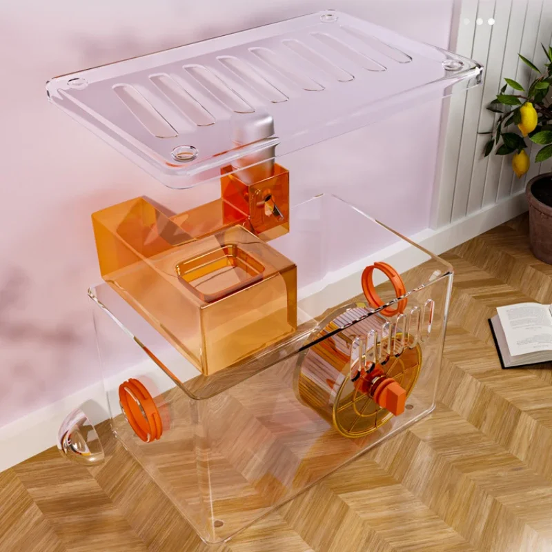 Hamster cage, gold bear, luxury villa, chinchilla cabinet cage, small house, acrylic pet box, oversized supplies, full set.