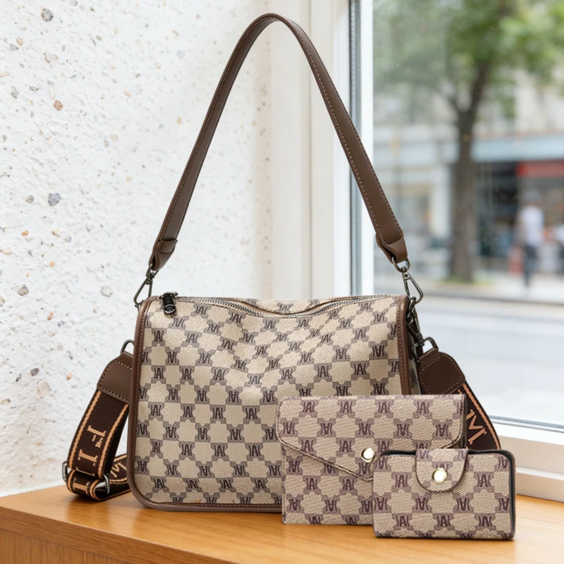Buy a large bag and get a small 3-piece set as a gift. Printed canvas shoulder and crossbody bags for women, casual, versatile