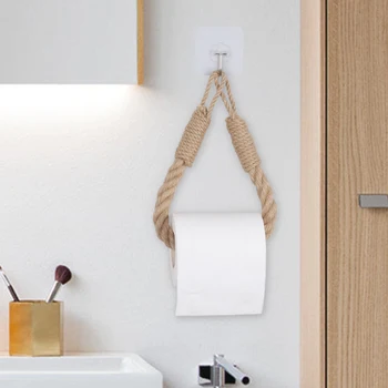Hanfseil Badezimmerzubehör Taschentuchhalter Wandbehang Hanfseil Taschentuchregal Massivholz Kombination Wohnkultur Aufbewahrungshalter
