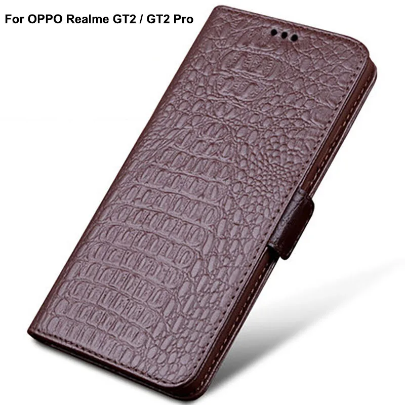 For Oppo Realme GT2 Pro Case cover Luxury Genuine Leather flip Back Cover For Oppo Realme GT 2 case back shell