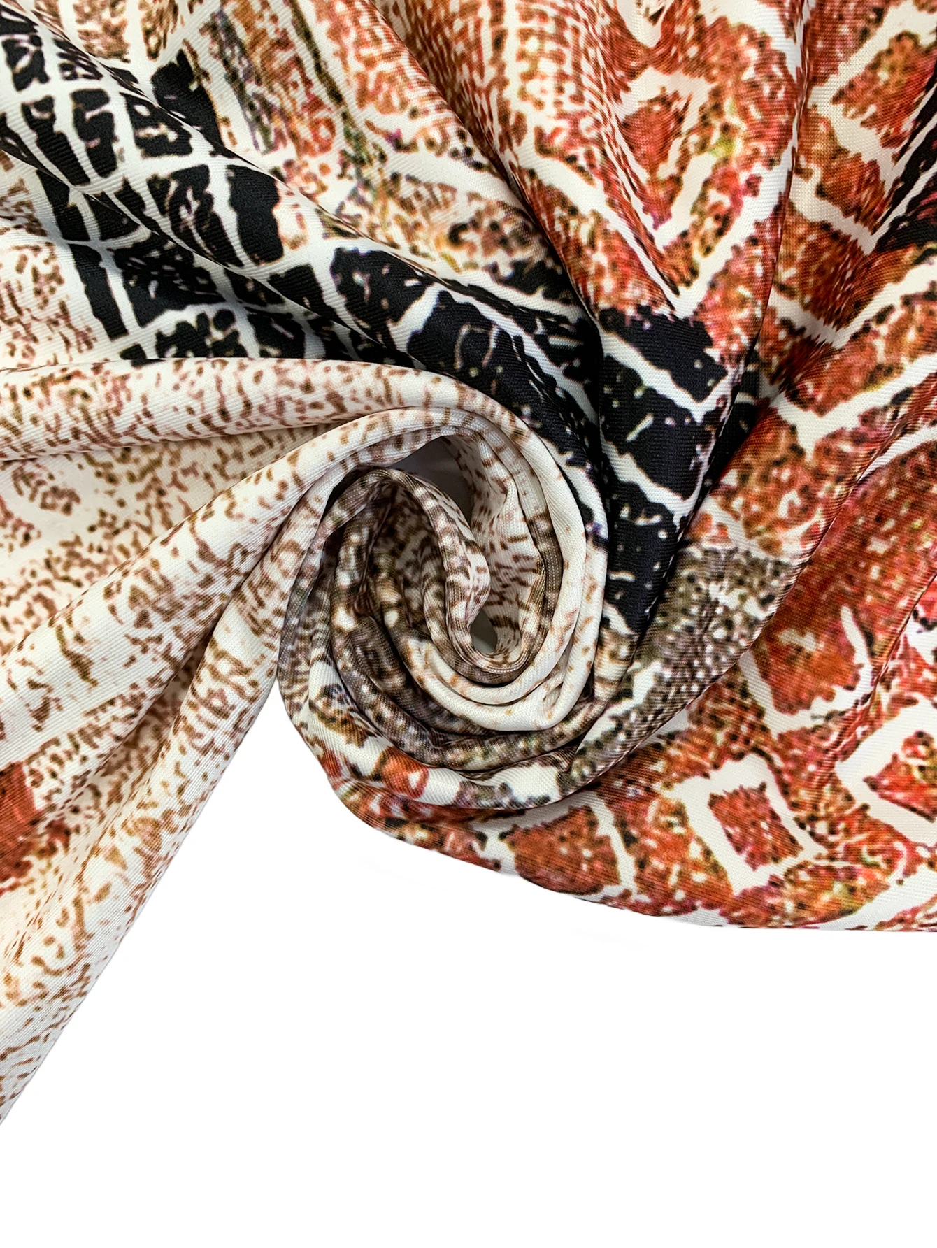 Damen-Kleid mit geometrischem Patchwork-Print und kalten Schulterpartien, sommerliches, lässiges, fließendes Sommerkleid mit V-Ausschnitt und kurzen Ärmeln – Detail 4