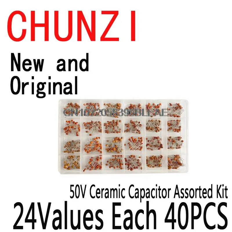 960PCS 24Value*40PCS=960PCS DNIGEF Assortment Set + Box 50V Ceramic Capacitor Assorted Kit 