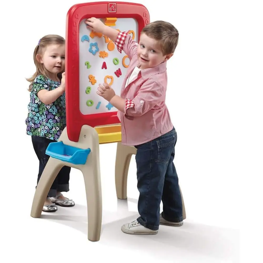 All Around Easel or Two, Kids Activity Table, Double-Sided Art Board, Made o Durable Plastic, Includes 94-Piece Sot oam Mag, or