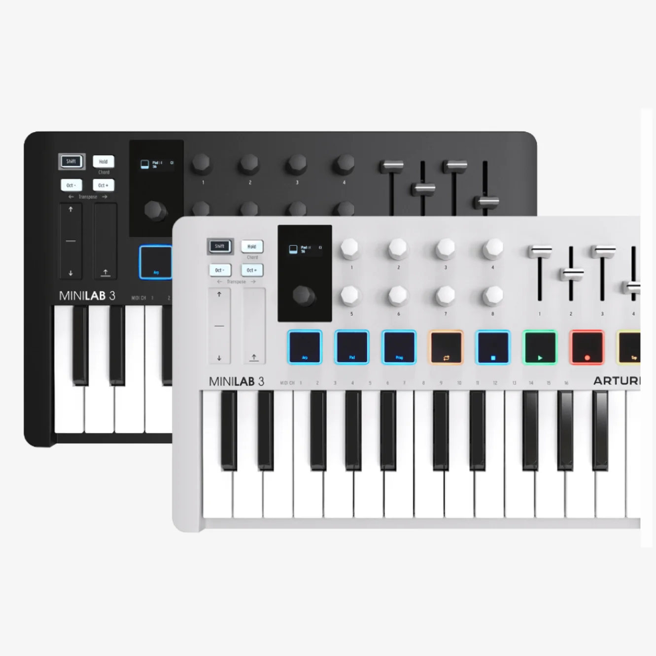 Arturia MiniLab3 25 Slim-Key Controller with 2 capacitive touch sensors for pitch bend and modulation wheel