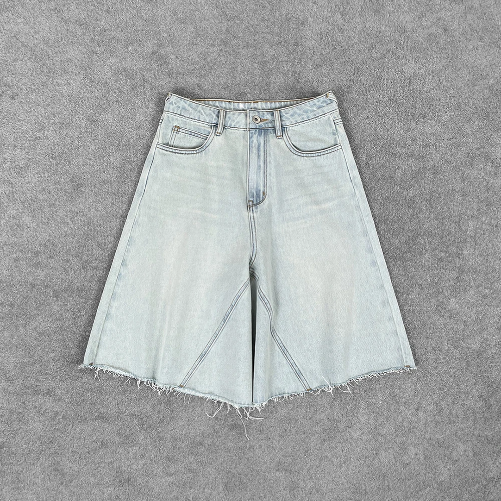 

Хлопковые женские шорты Y2k с необработанными краями, модифицированные простые пригородные джинсы трапециевидной формы с высокой талией, новинка 2023 года, ранняя осень