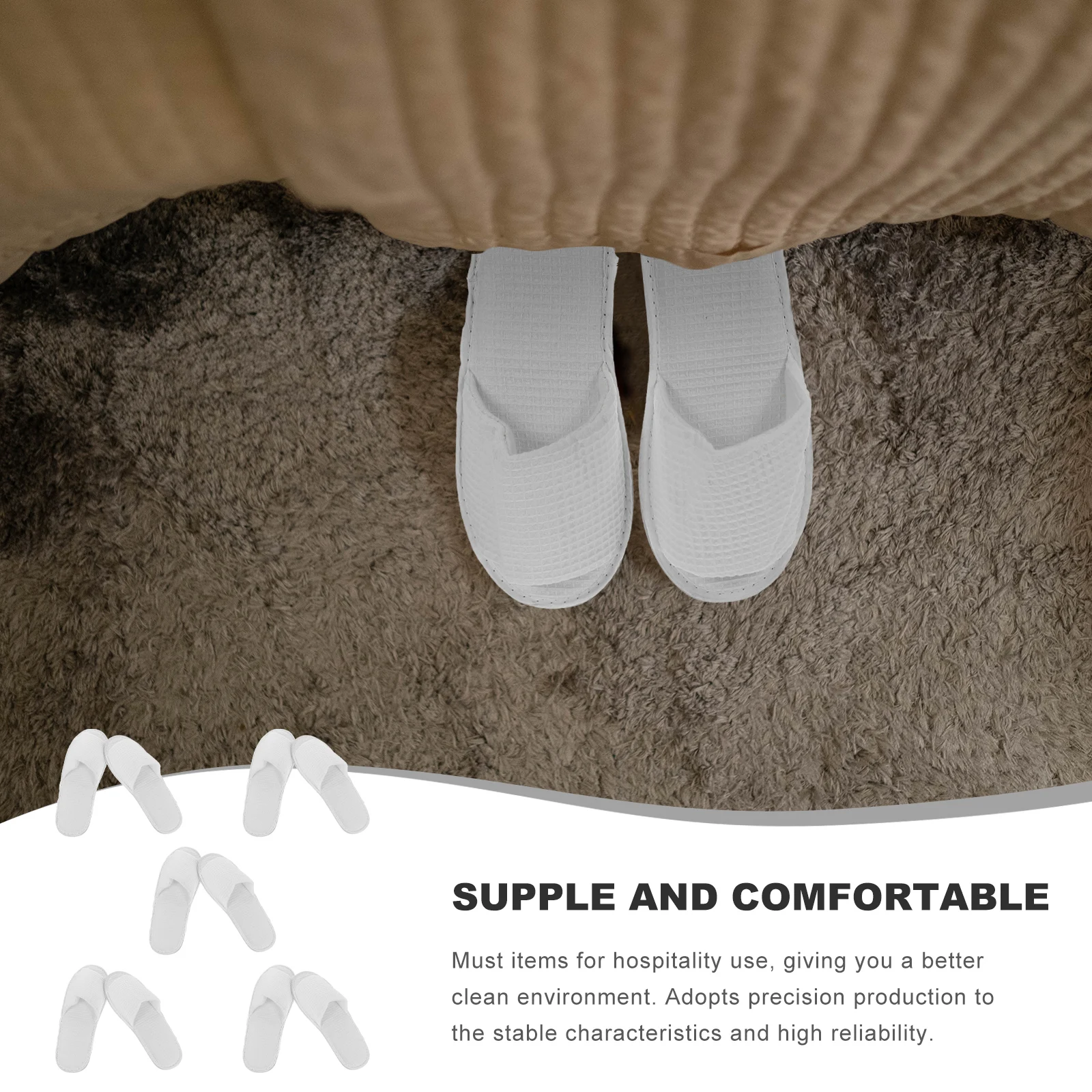 

10 Pcs Anti-slip Slippers for Guest Home Unisex Spa Disposable Indoor Hotel White Vacation