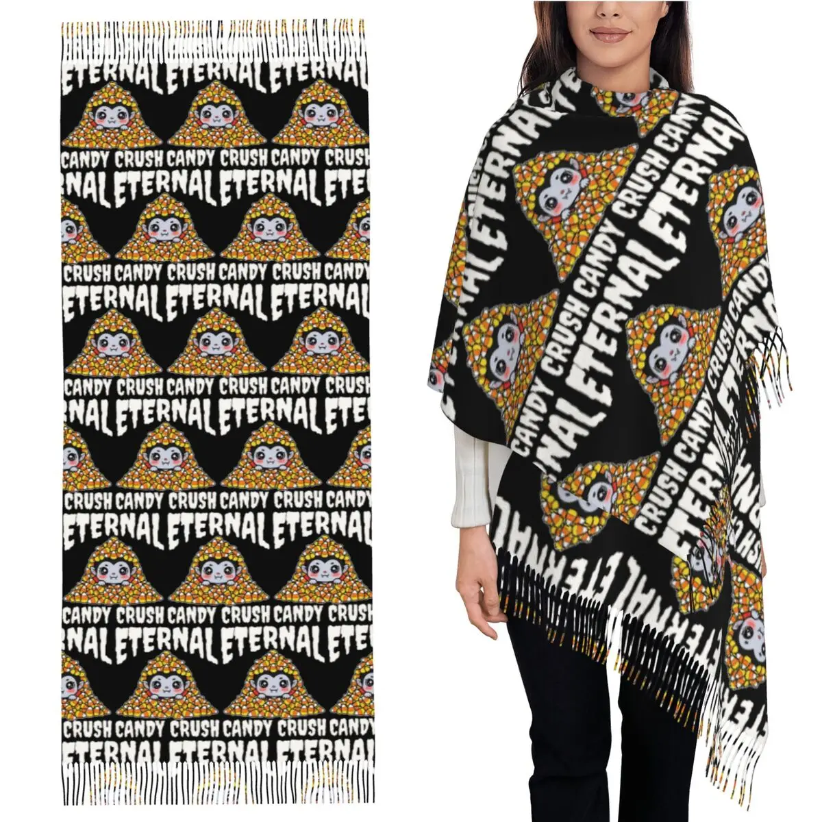 

ETERNAL CANDY CRUSH - шарф вампира на Хэллоуин, шарфы с кисточками, женские мягкие теплые шали и накидки, длинная осенне-зимняя шаль, накидка
