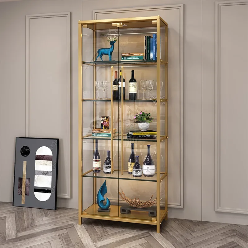 Wine Cabinet Wall Living Room Modern Minimalist Floor Tempered Glass Wine Cabinet Small Light Luxury StorageTransparent Display