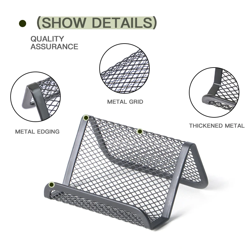 Metal Mesh Business Card Holder, Name Card Stand for Office Business Card Display 50 Cards Organizer, 12 Packs