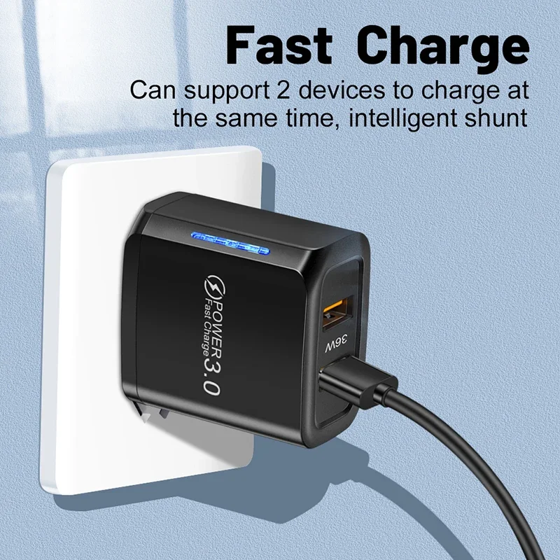 36W USB Mobile Phone Charger Quick Charge 3.0 Fast Charging Adapter For iPhone 16 15 pro Max Xiaomi 14 Samsung Huawei Chargers image 2