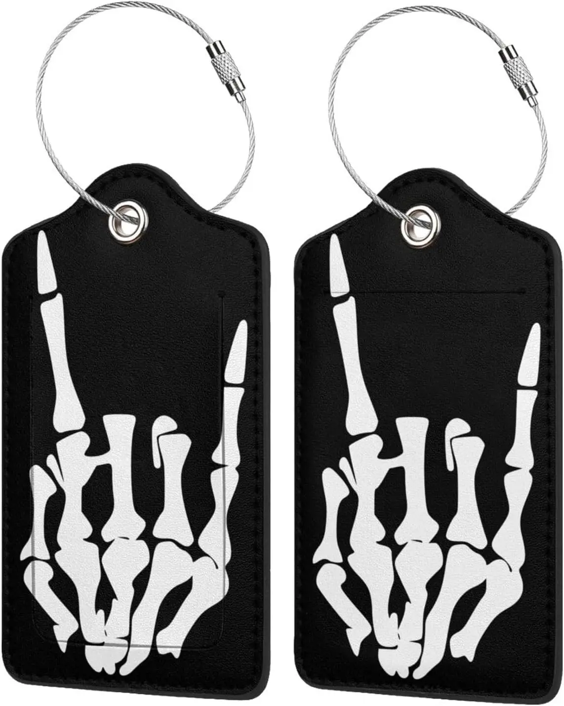 2 Pcs Skull Luggage Tags for Suitcases Funny Halloween Luggage Tag Skeleton Hand Decor Christmas Birthday Gifts for Women Men