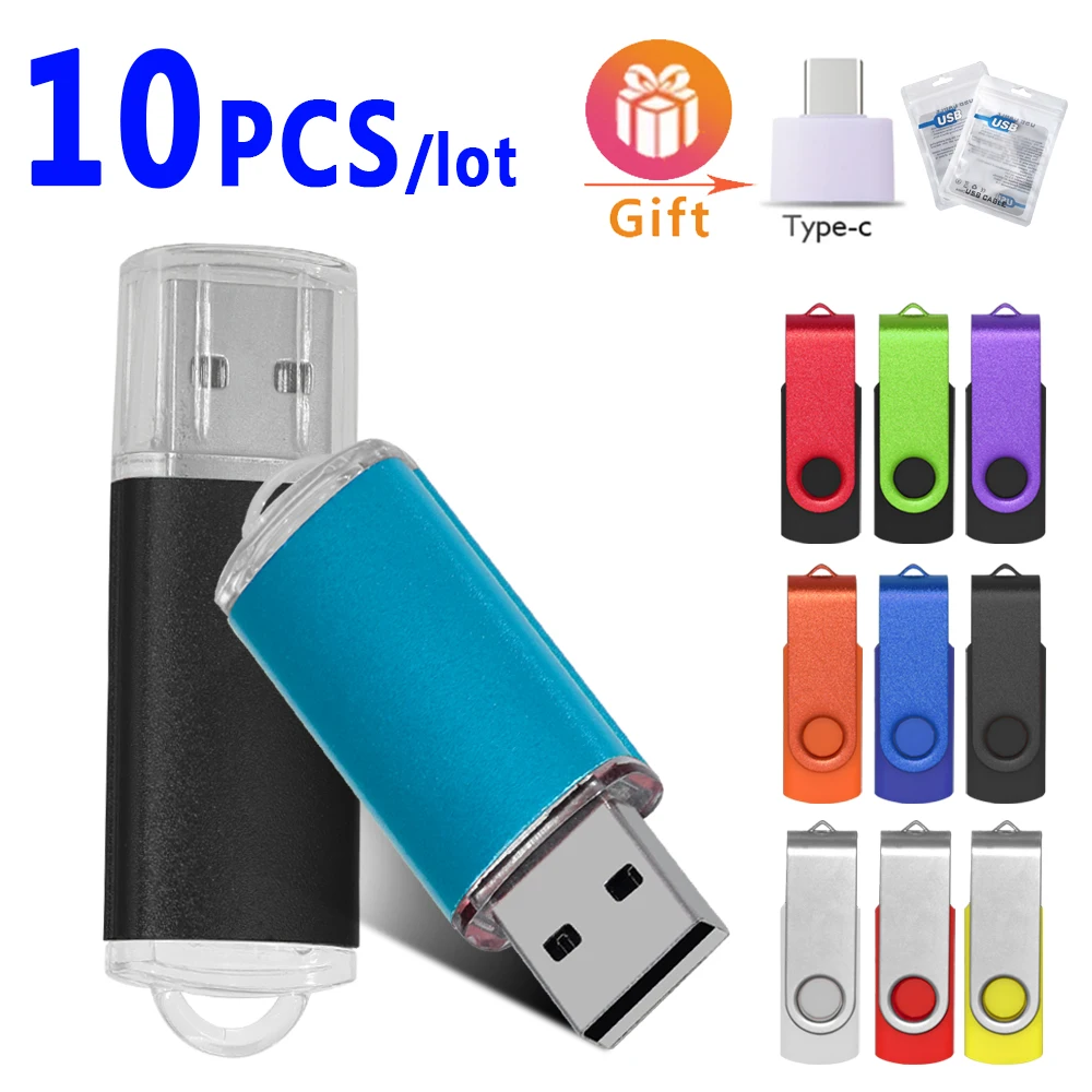 10pcs/lot USB Flash Drive2.0 usb stick 64GB 4GB pen drive usb 2.0 colorful Pendrive storage devices gifts usb disk free logo USB