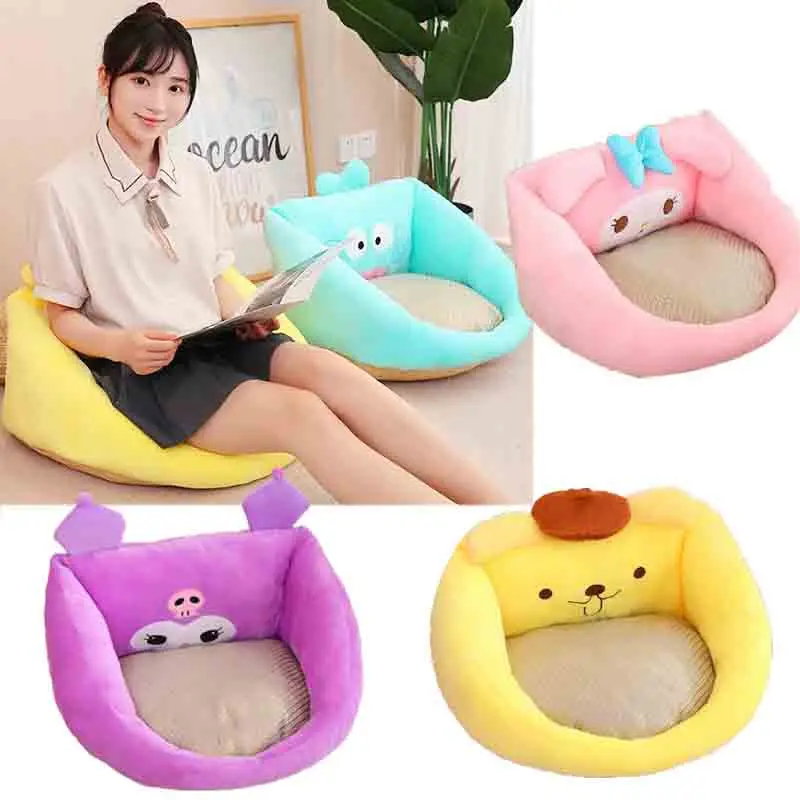 Kawaii Sanrio Kuromi Cinnamoroll Hangyodon Office Chair Cushion My Melody Pom Pom Purin Lumbar Support Chair Cushions Girls Gift