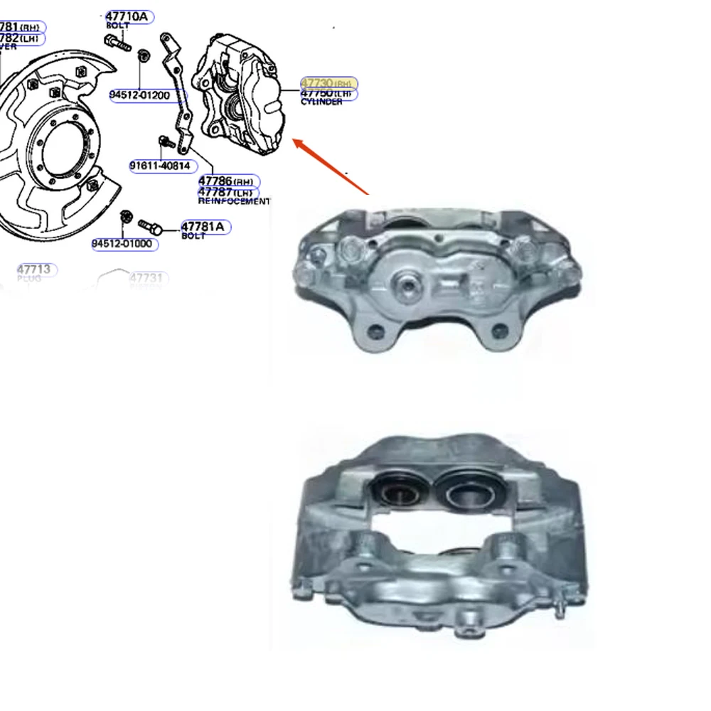 

Front Brake Caliper Kit for Toyota Hilux 1983-1998 LN61 RN61 Land Cruiser 1980-1992 BJ60 47750-60021 47730-60021