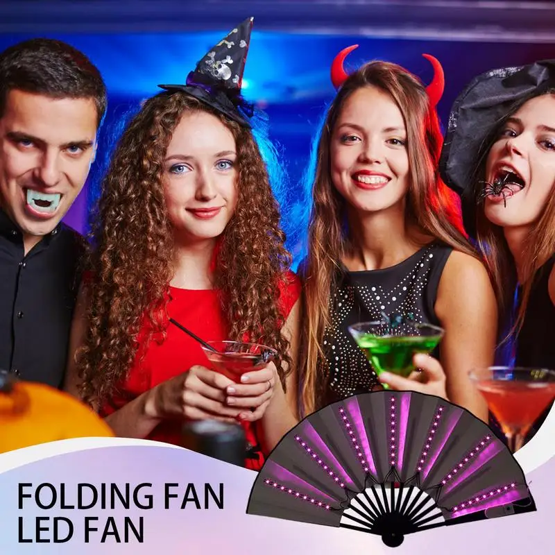 Hand Foldable Fan Light Up Decorative Folding Fans Stage Performance Props For Wedding Night Club Hot Weather Cooling Tools