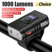 1000LM Bike Light Headlight T6 Bicycle Flashlight LED USB Rechargeable Torch Cycling Front Lamp High Beam Accessories