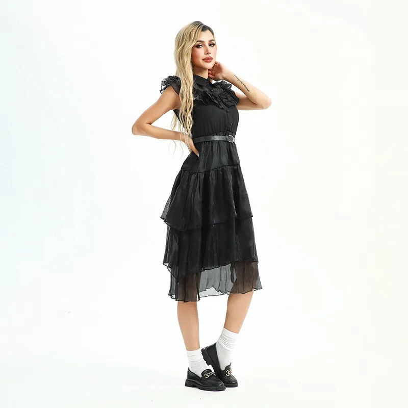 Gotico Adam e Eva loween Matrimonio Dr Little Bla Dr Mercoledì Costume cosplay Abbigliamento etnico da donna Stage Co...