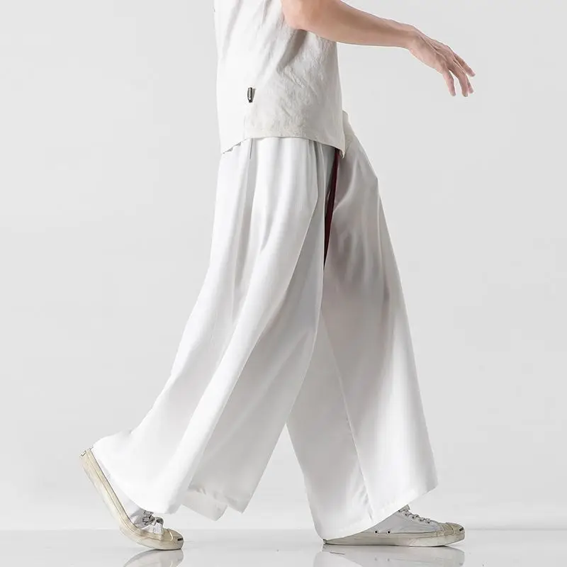 Men Summer Thin Draped Skirts Pants Male Loose Chic Streetwear Hip Hop Trousers Japanese Swordplay Yamamoto Style Patalon