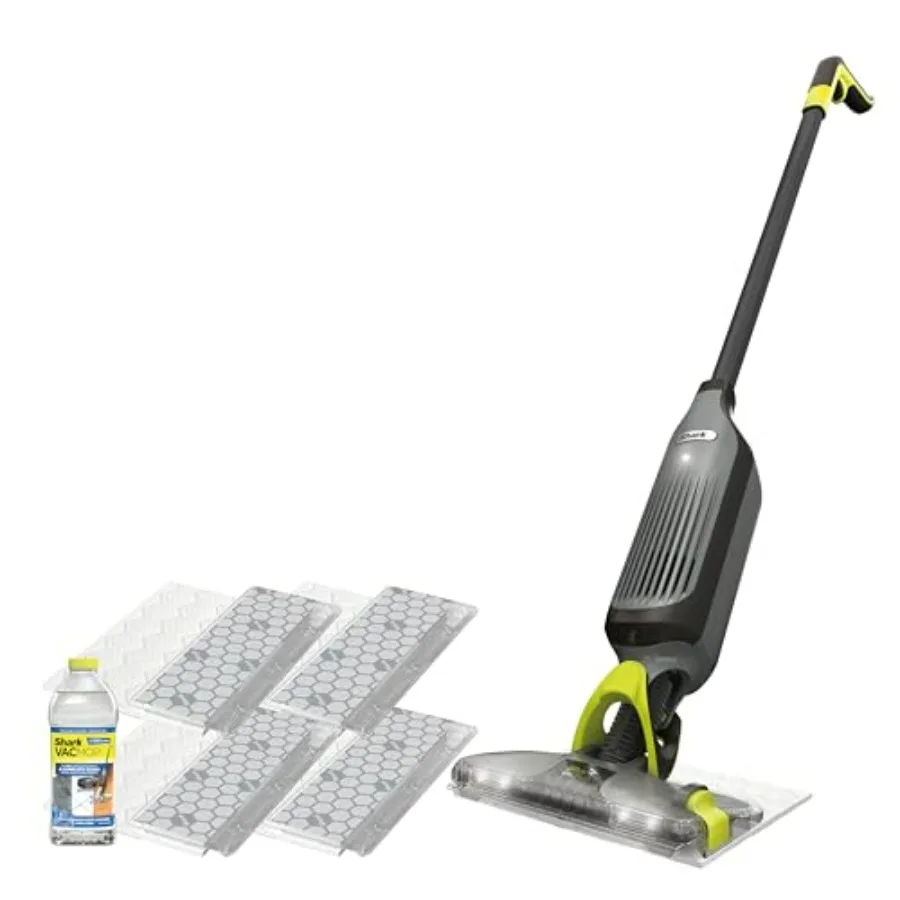 

VACMOP Cordless Hard Floor Cleaner for home use, microfiber and disposable pads, gray, powerful suction with LED headlights and