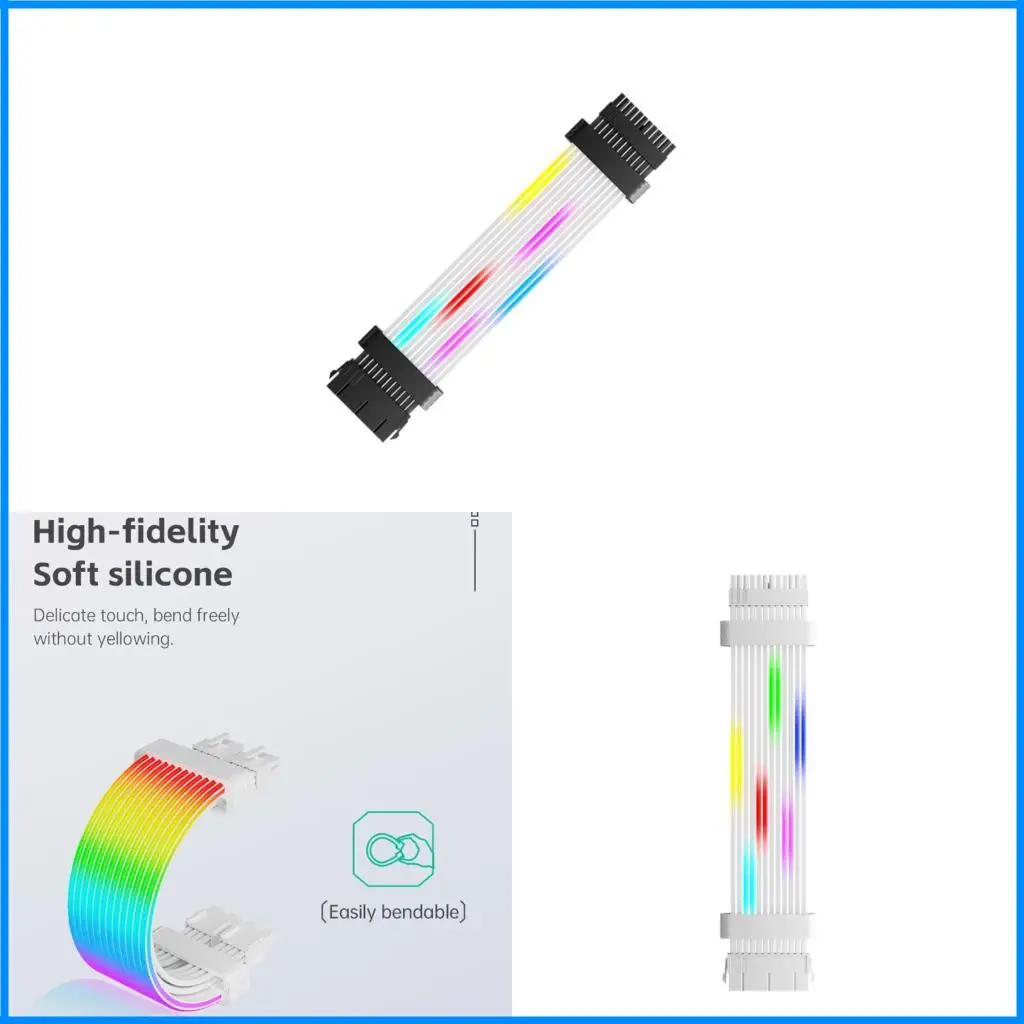 

Гибкий силиконовый 24PIN ARGB GPU Power Cable Кабель беспроводной функции управления настраиваемыми полосками света ARGB Легкая