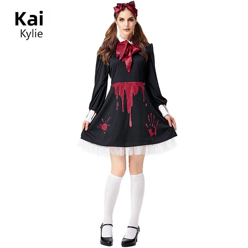 loween Adult Costume Carnaval Performance k Magic Terror Cerc Doll Ghost Doll Bloody Doll Zombie Women's Ethnic Stag...