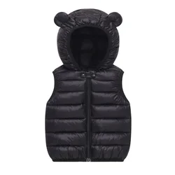 Children's Down Waistcoat Boys Hooded Warm Vest Girls Zipper Coat Baby Casual Outerwear Autumn Winter New Clothes 12M-6 Years
