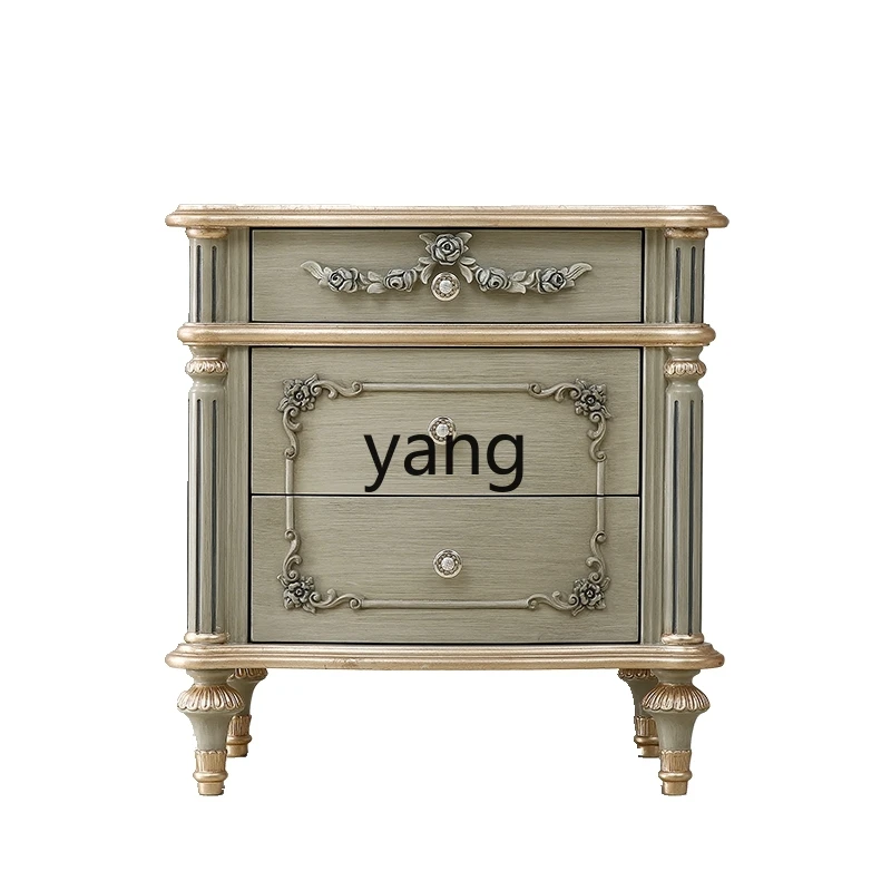 

Yjq High-End Solid Wood Bedside Cabinet Neoclassical Storage Luxury Palace Bedside Model Room Small Chest of Drawers