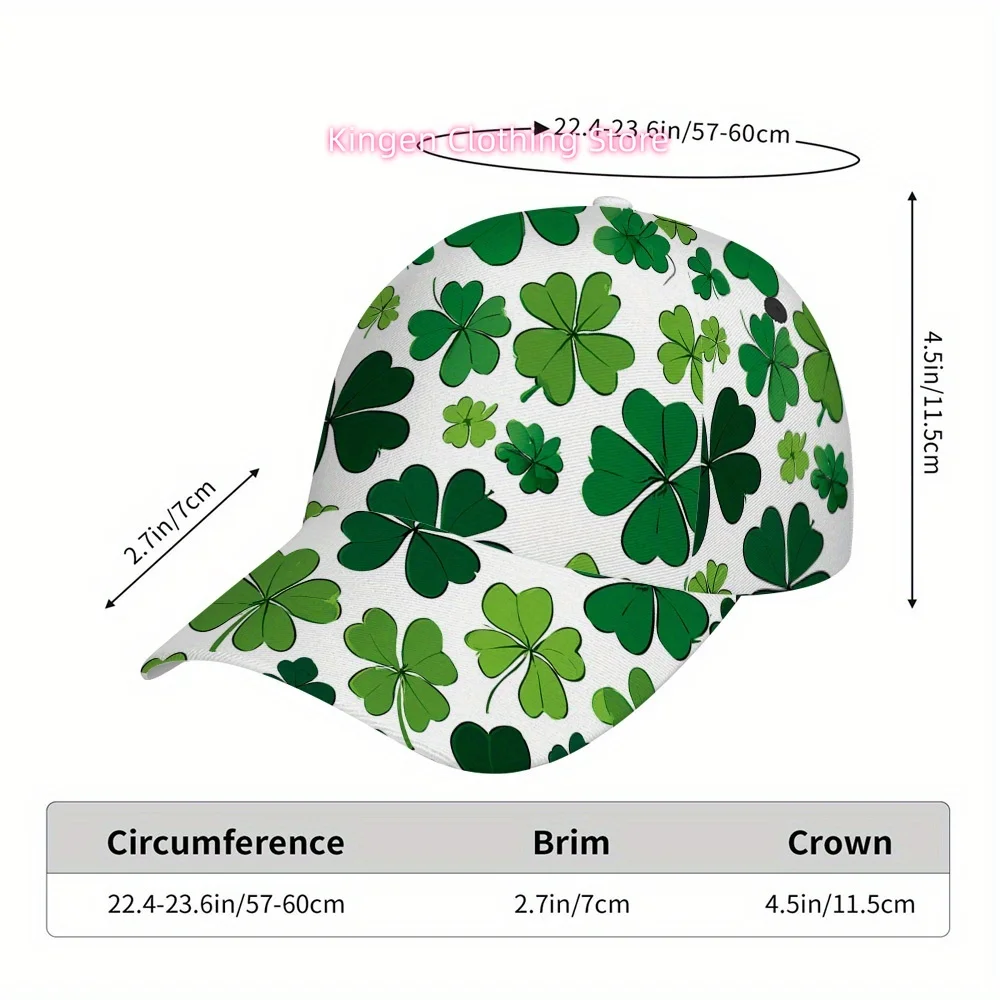 1pc of St. Patrick'S Day Clover Print Classic Baseball Cap - Casual Duckbill Hat, Adjustable Style, Perfect for Daily Use, Excel