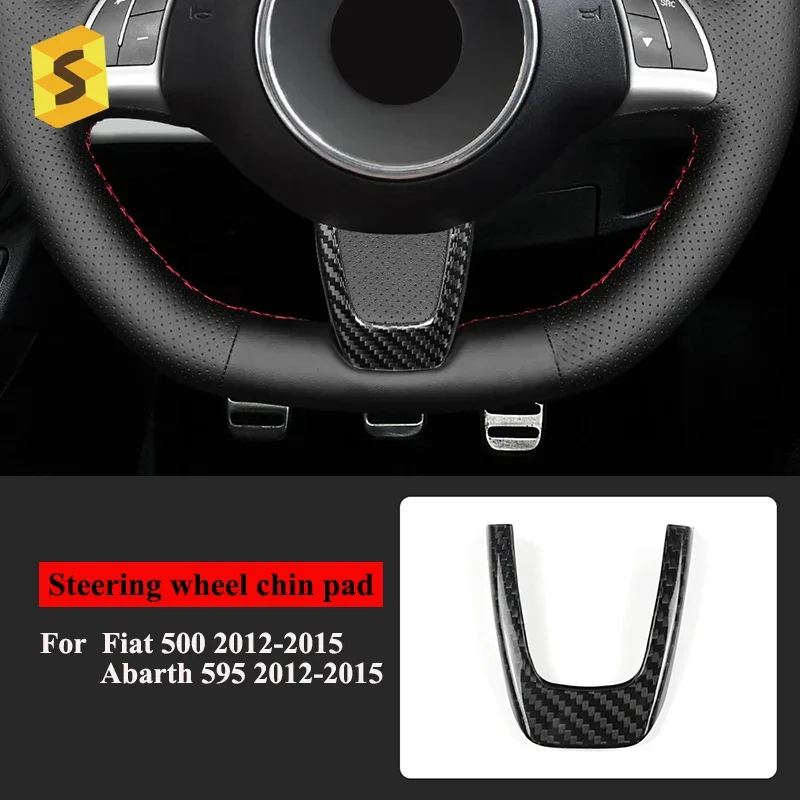 

Steering Wheel Bottom Trim Real Hard Carbon Fiber Sticker For Fiat 500 Abarth 595 2012 2013 2014 2015 Easy to Install Upscale