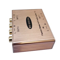 MuxBOXS Passive Stereo HiFi Audio Isolated Amplifier Splitter Analog RCA AV Signal Distributer One To Three Out