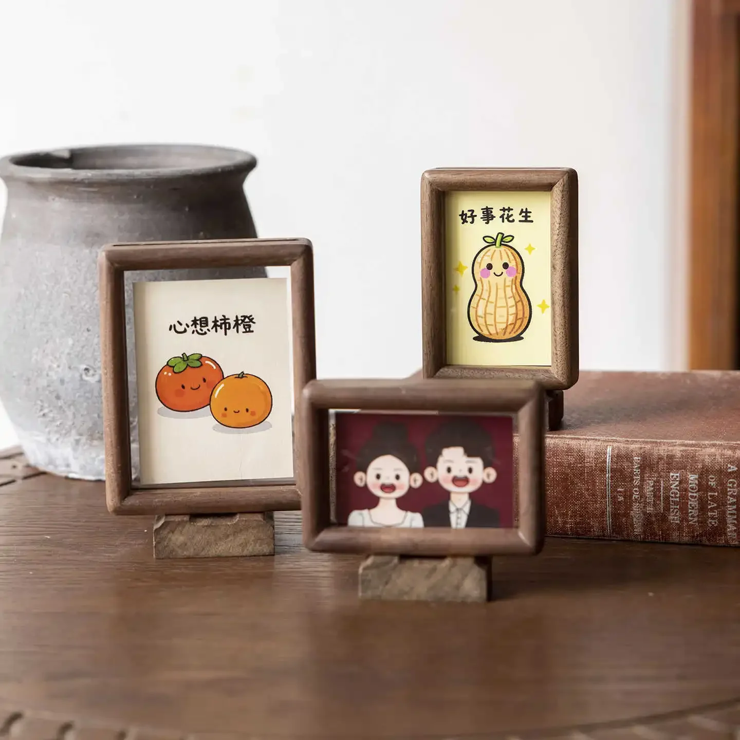 Double Sided Transparent Solid Wood Photo Frame 3-10inch A4 Wedding High-end Black Walnut/beech Wood Picture Frame Home Décor