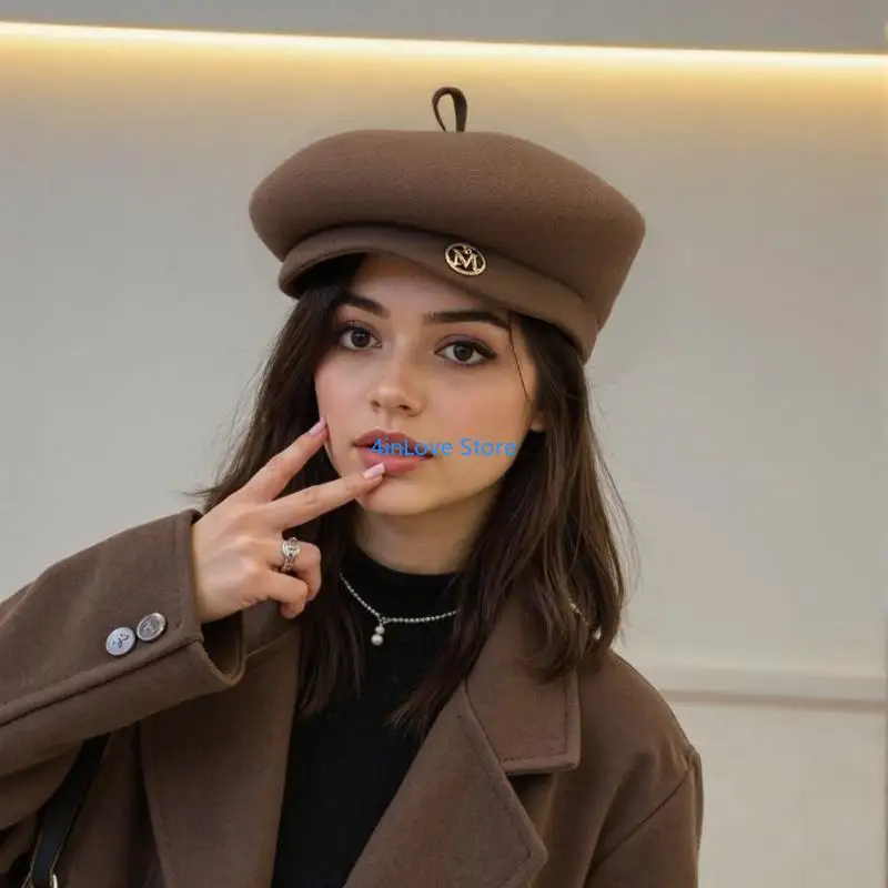 T4MD Trendy British Elegant Painter Hat with Charm Fashion Hat Cabbie Hat for Outdoor Walk Club Cabbie Hat
