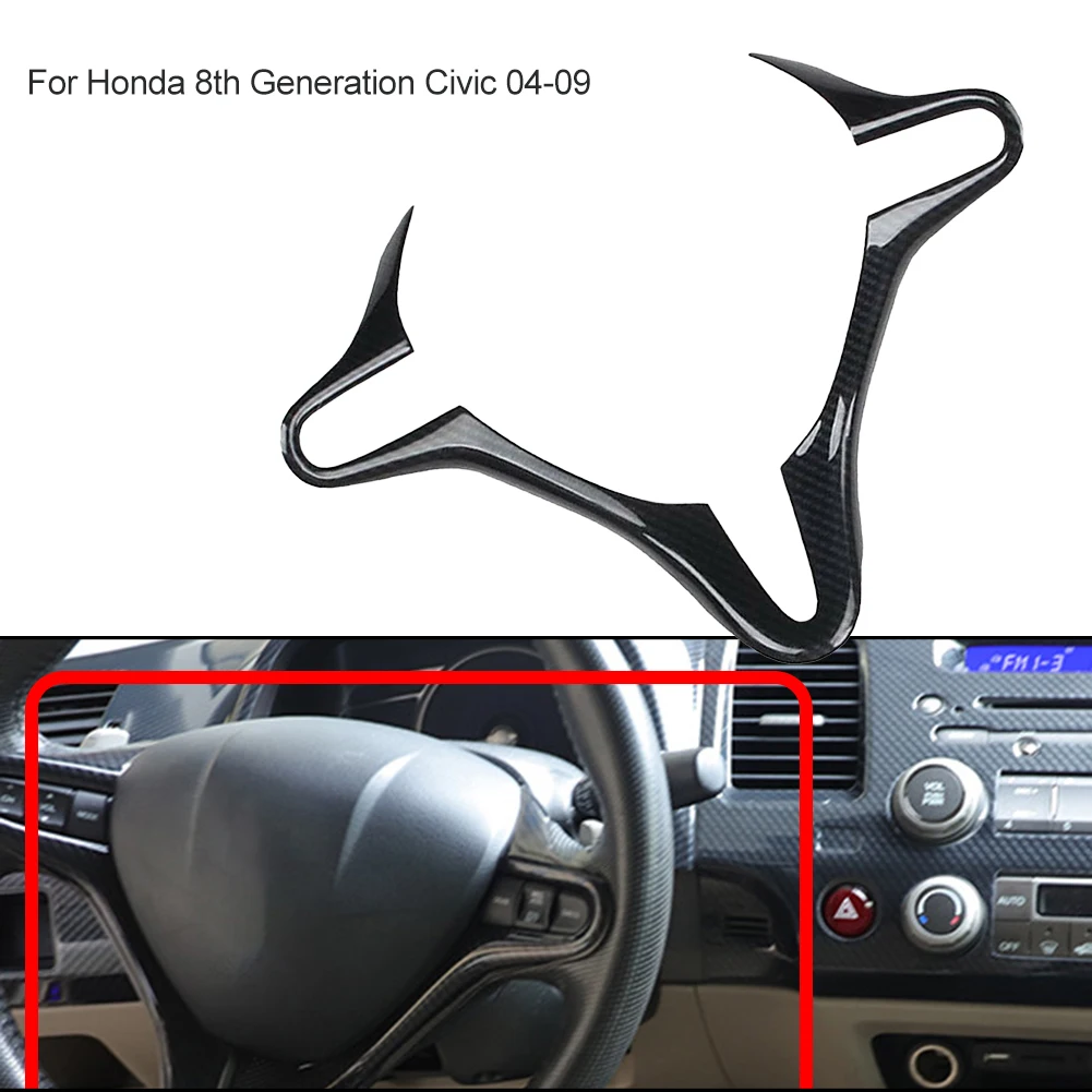 

ABS Carbon Fiber Inner Steering Wheel Cover Trim For HONDA Civic 8th 2006-2011 Car Interior Sticker Accessories For Vehicles