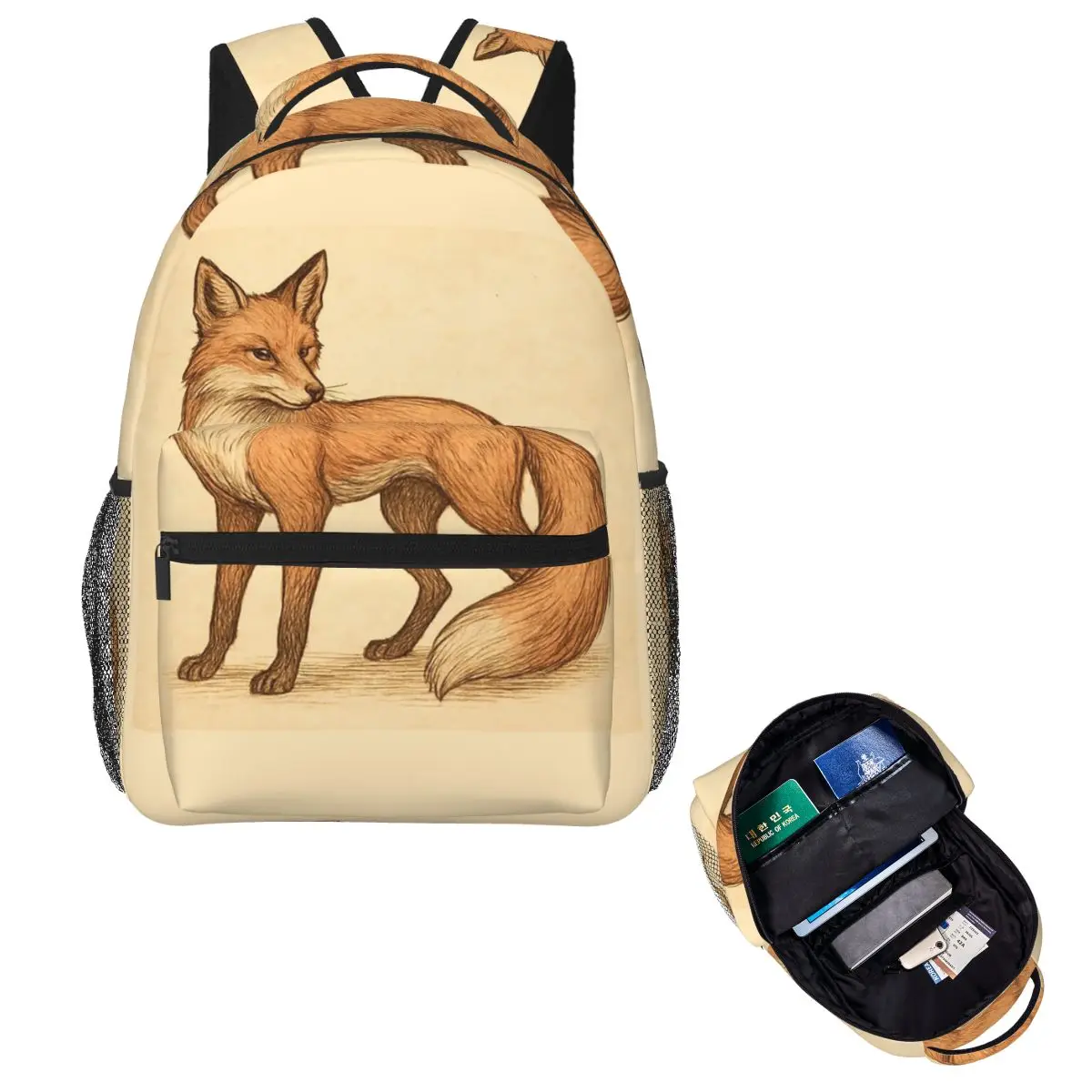 

Fox - Fox Student Backpack School Bag Hiking Travel Daypack for Men Women Fashion Bookbag Shoulder Bags