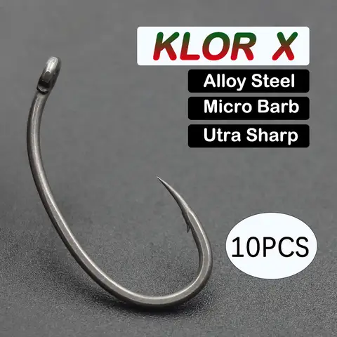 10pcs Carp Fishing Hook Klor X Ultra Sharp Strong Hook Alloy Steel Barbed Hook For Carp Feeder Hair Rig Fish Accessories Tackle