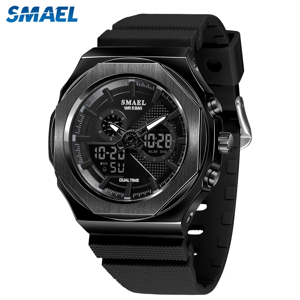 SMAEL Dual Display Women Watch Digital Analog Sport Quartz Stopwatch Fashion Durable Daily Outdoor Casual Timepiece for Ladies