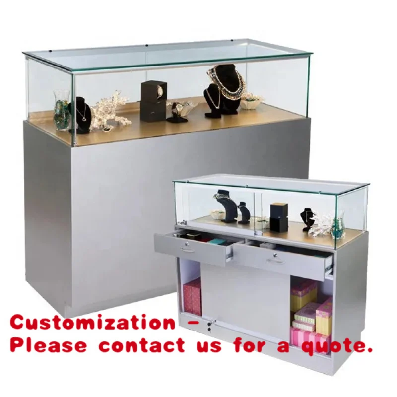 Customize.Professional's Customizable Jewelry Showcase Freestanding with Tempered Glass and MDF Display Materials