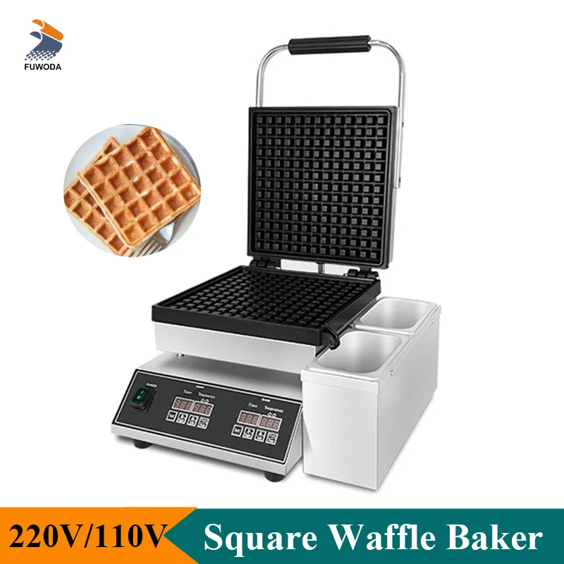 Professional Bubble Waffle Making Machine 110V 220V Single Square Pancake Waffle Maker Baking Equipment Non Stick