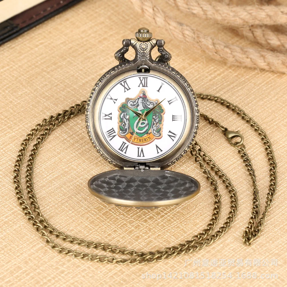 2024 Hot Harri Retro Pocket Watch Deathly Hallows Hufflepuff Slytherin Gryffindor Ravenclaw Badge Big Watches Gifts Accessorions