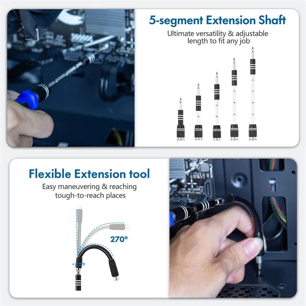 62 in 1 Precision Screwdriver Set Magnetic Torx Phillips Hex Bits Repair Men Hand Tools with Flexible Shaft For iPhone Xiaomi PC