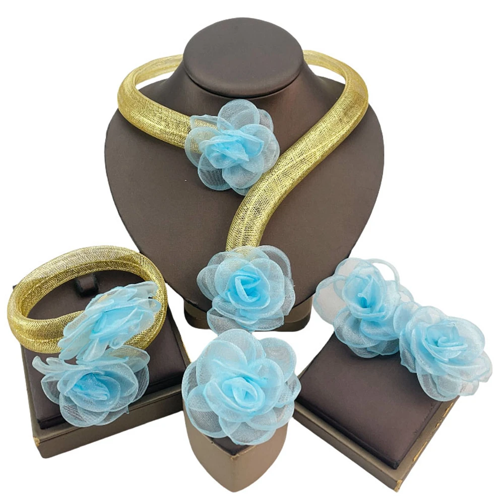 2025 Unique Jewelry Flower Brazilian Jewelry Sets For Women Gifts FHK20858