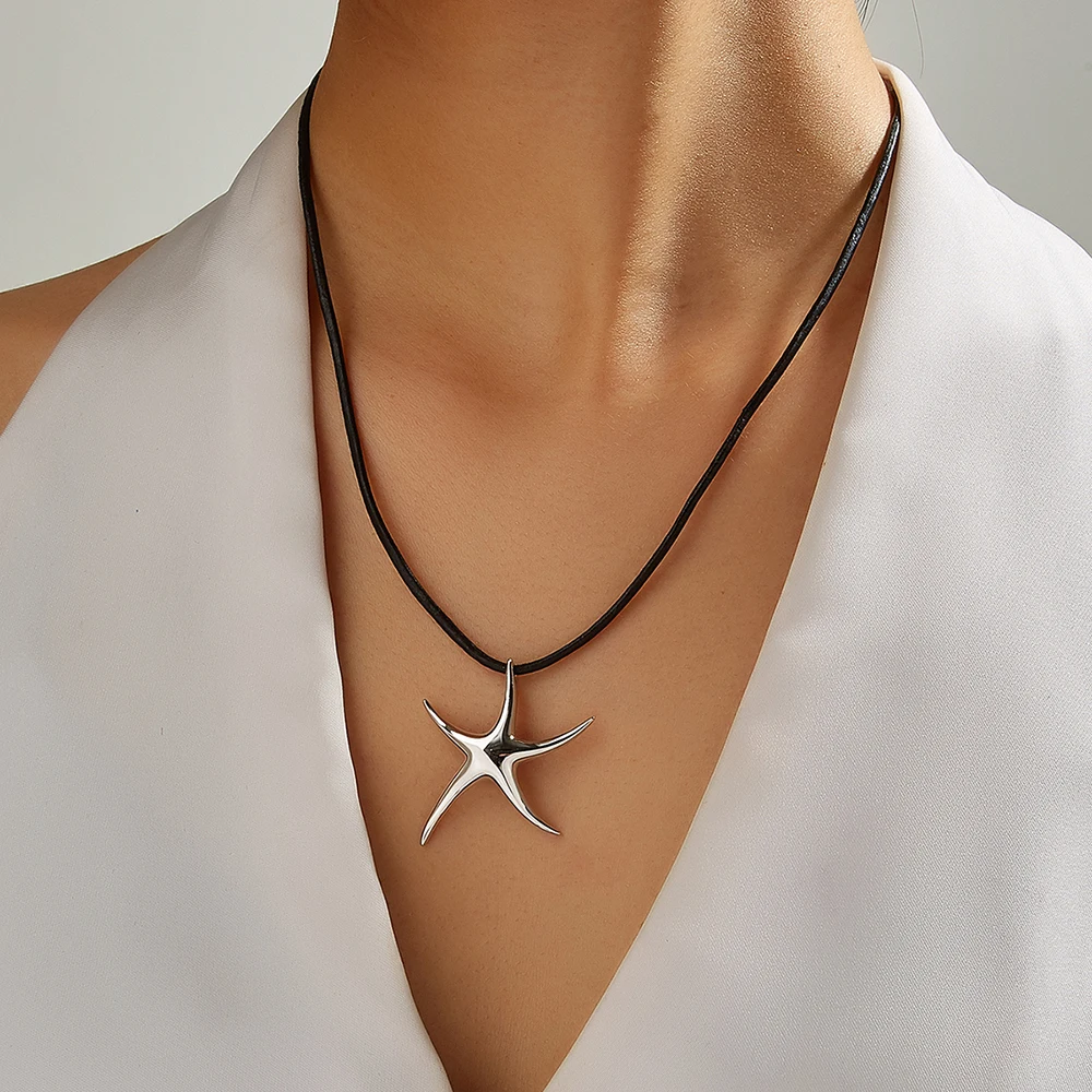 

2023 New 925 sterling silver starfish necklace summer vacation beach design good gift for girls