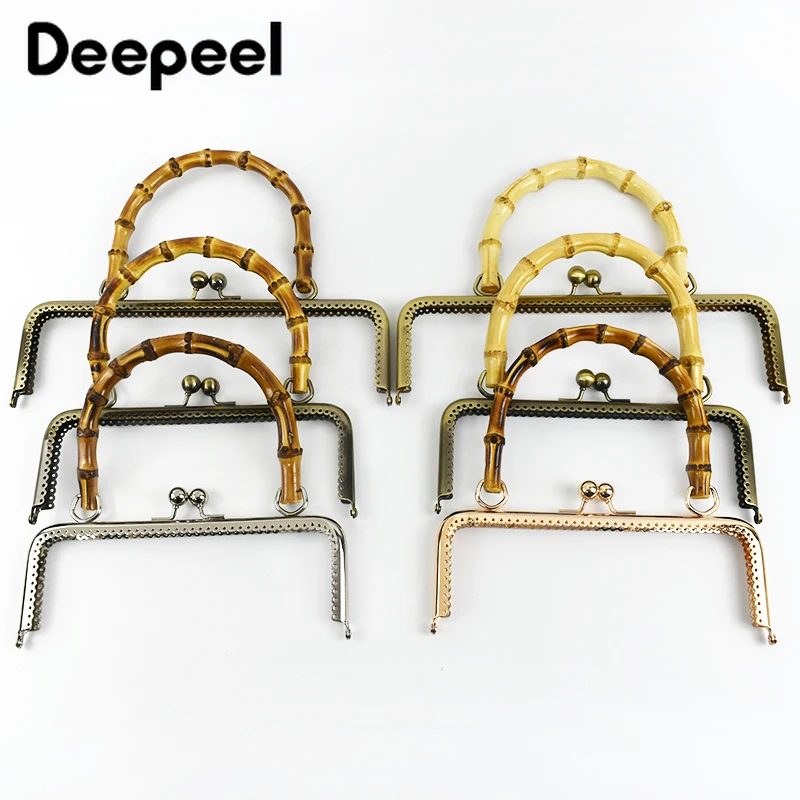 

1Pc Deepeel 20/25cm Bamboo Handle Metal Purse Frame Bags Kiss Clasp Sew Kit DIY Handmade Bag Handbag Sewing Brackets Accessories