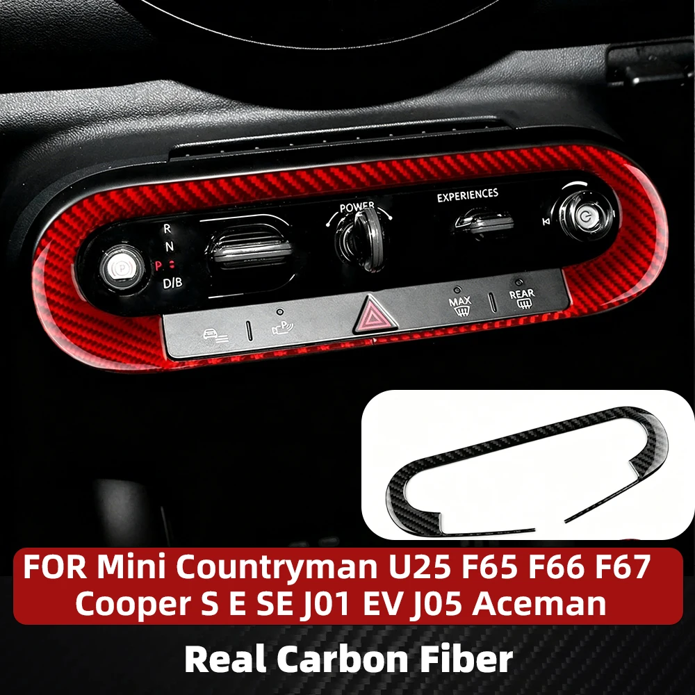For Mini Countryman U25 F65 F66 F67 Cooper S E SE J01 EV J05 Aceman 2024 2025 Car Central Control Button Frame Soft Carbon Fiber